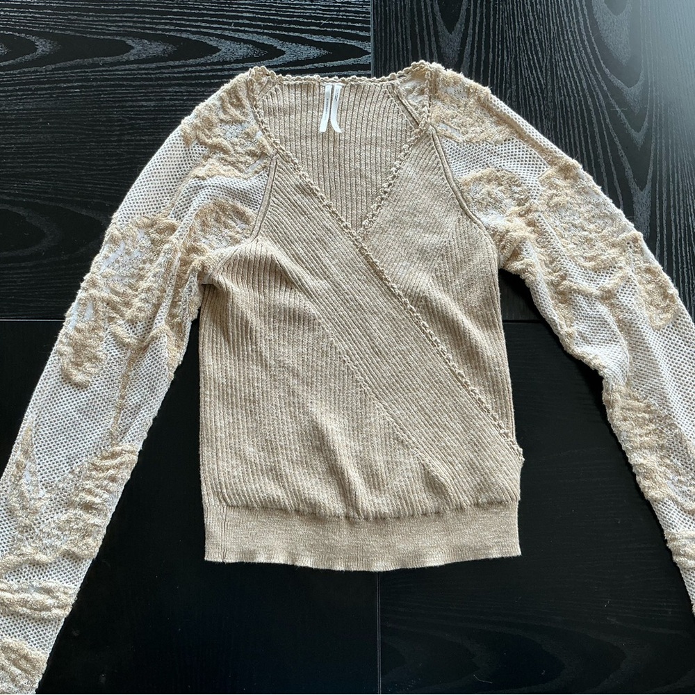 Anthropologie Beige V-Neck Sweater